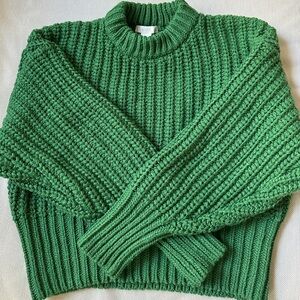 Green H&M Oversized Sweater Crop Style Size S